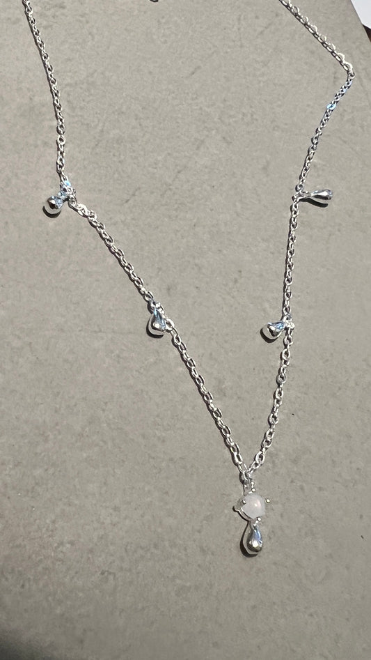 Teardrop Necklace with Misty Blue Bead