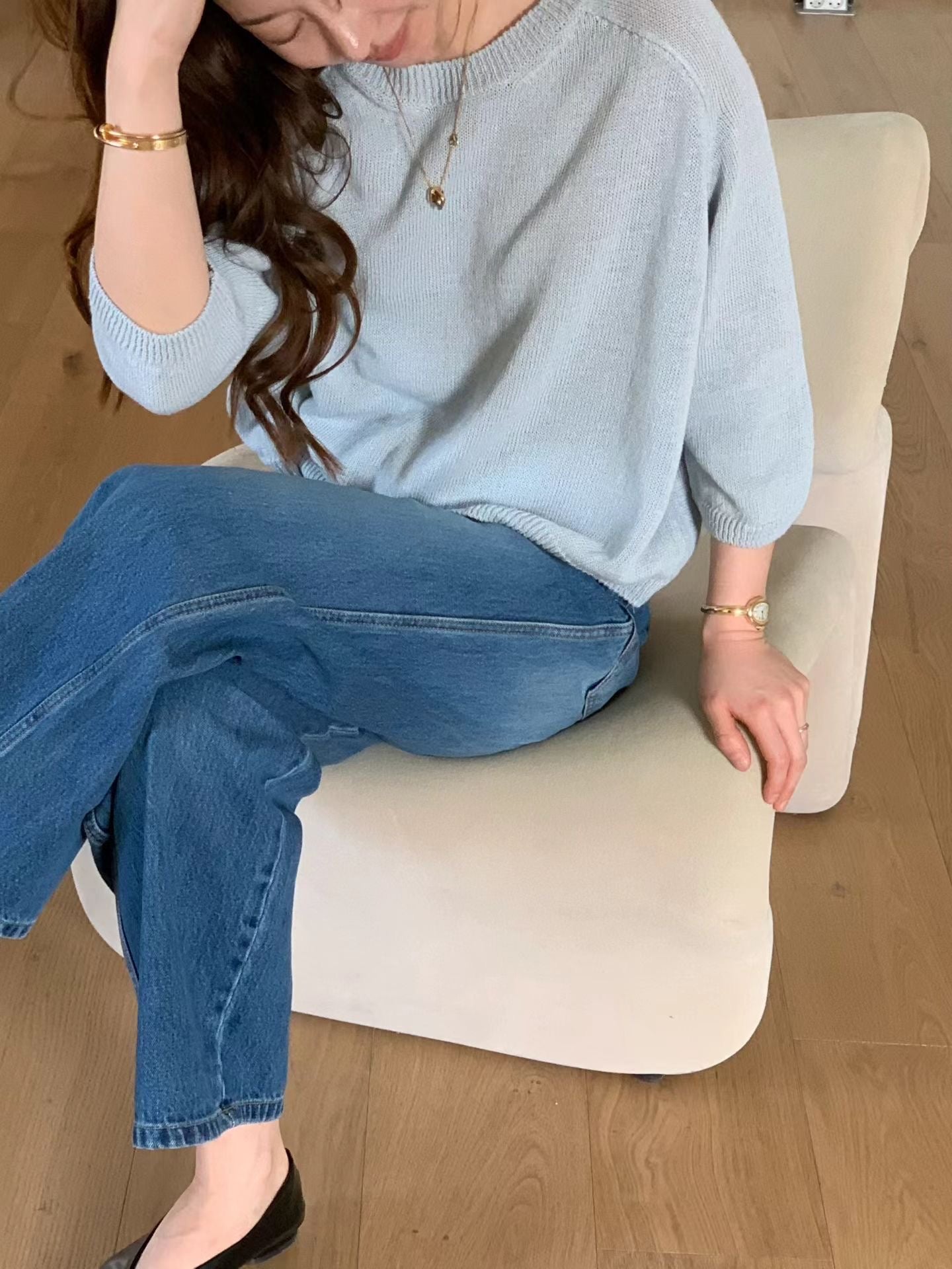 [𝑳𝒊𝒏𝒆𝒏 𝑬𝒅𝒊𝒕] Dainty Bracelet-Sleeves Breezy Top
