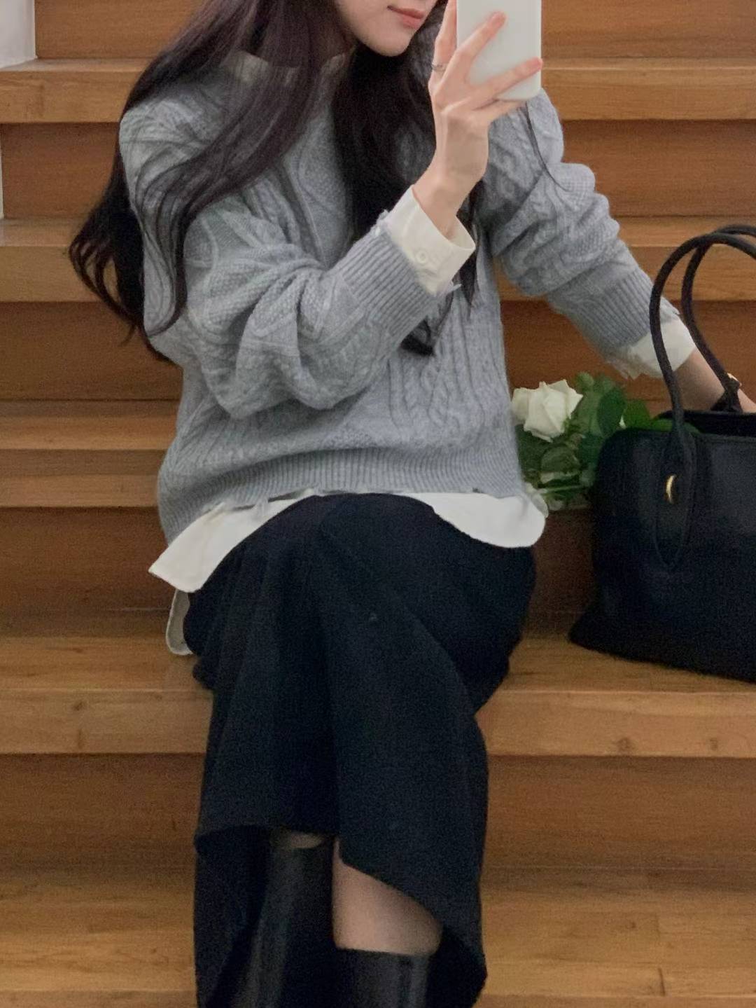 Ripped Crewneck Cable Knit | 拆線麻花針織