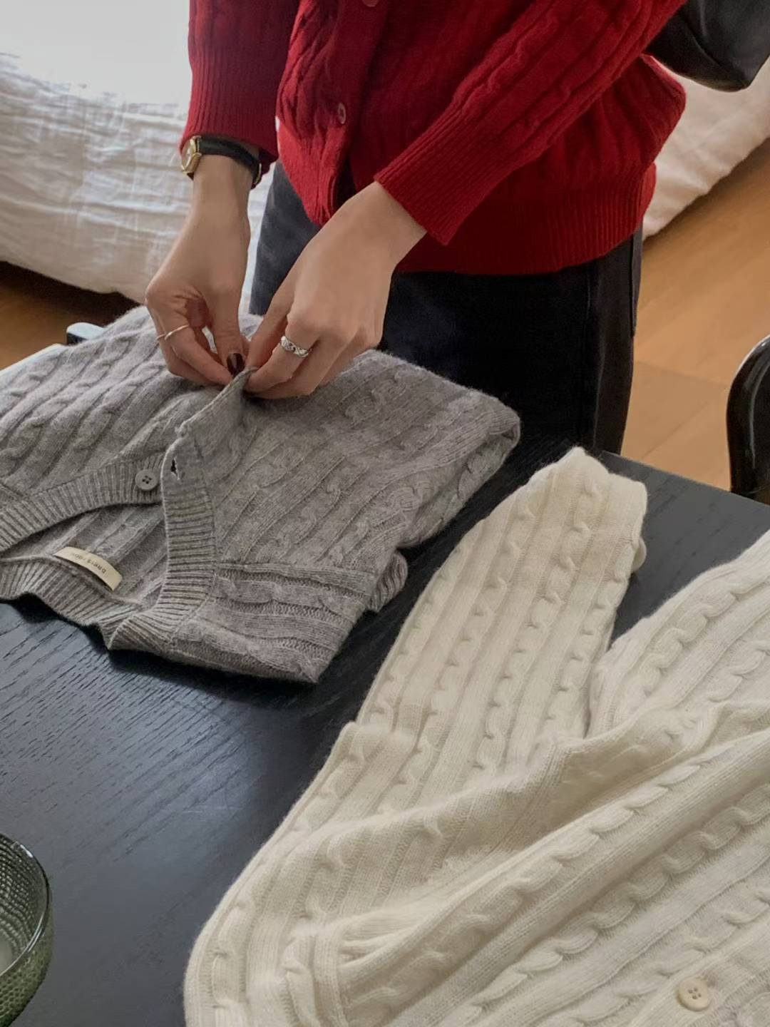 Soft Wool Cable Knit Cardigan