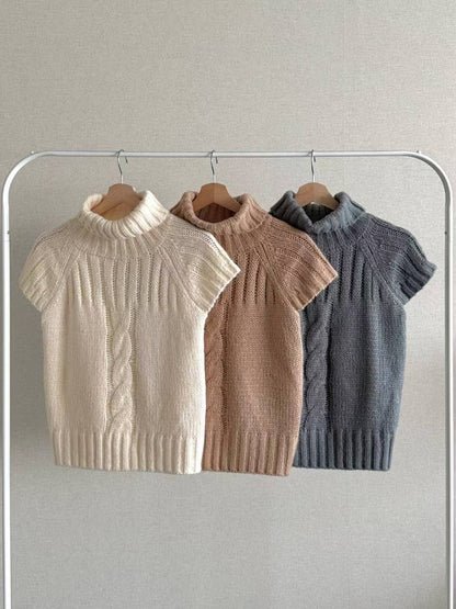 針織小通花紋理高領Top