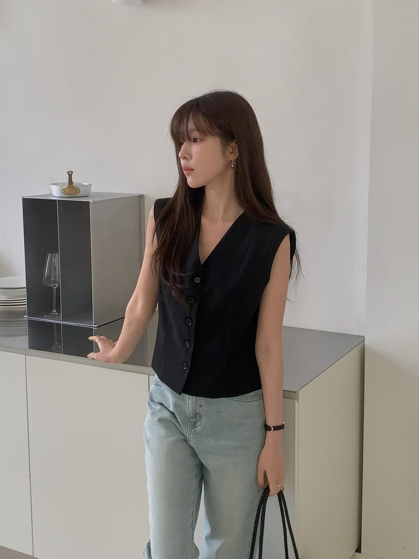 Silky Tailored Button Vest | 絲滑知性美西裝背心