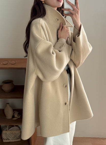 【Premium】 Australian Handmade Wool Coat with Detachable Scarf