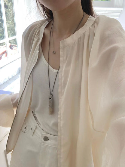 天絲輕透外套罩衣 | Sheer Tencel Zipped Jacket