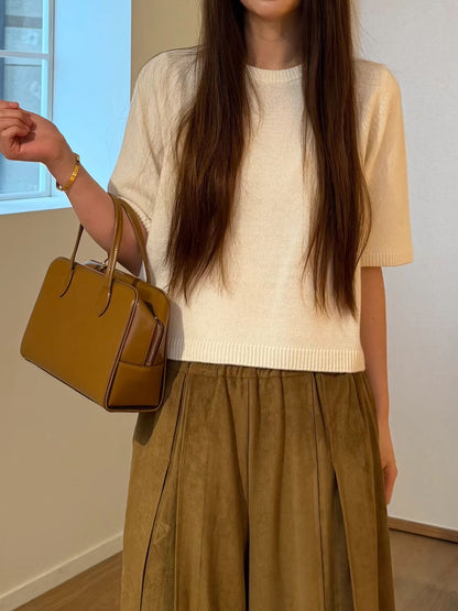Premium Plush Ribbed Cashmere Crewneck | 軟糯羅紋圓領羊駝毛針織上衣