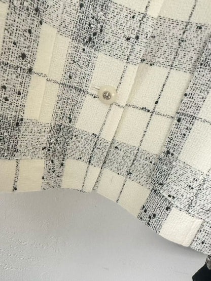 Classic Collarless Checkered Blazer | 英倫優雅風格紋外套