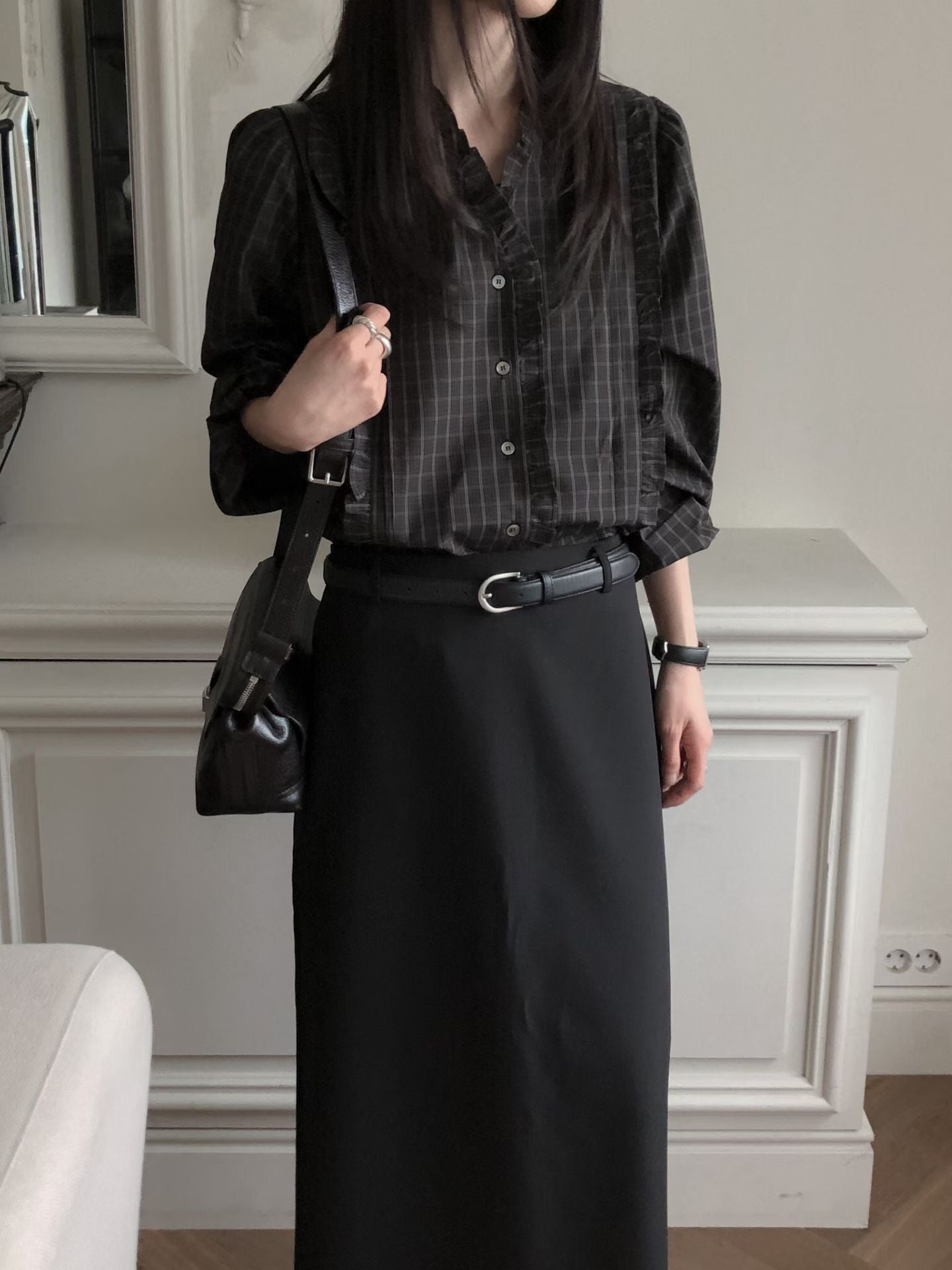 Parisian Checkered Ruffles Blouse