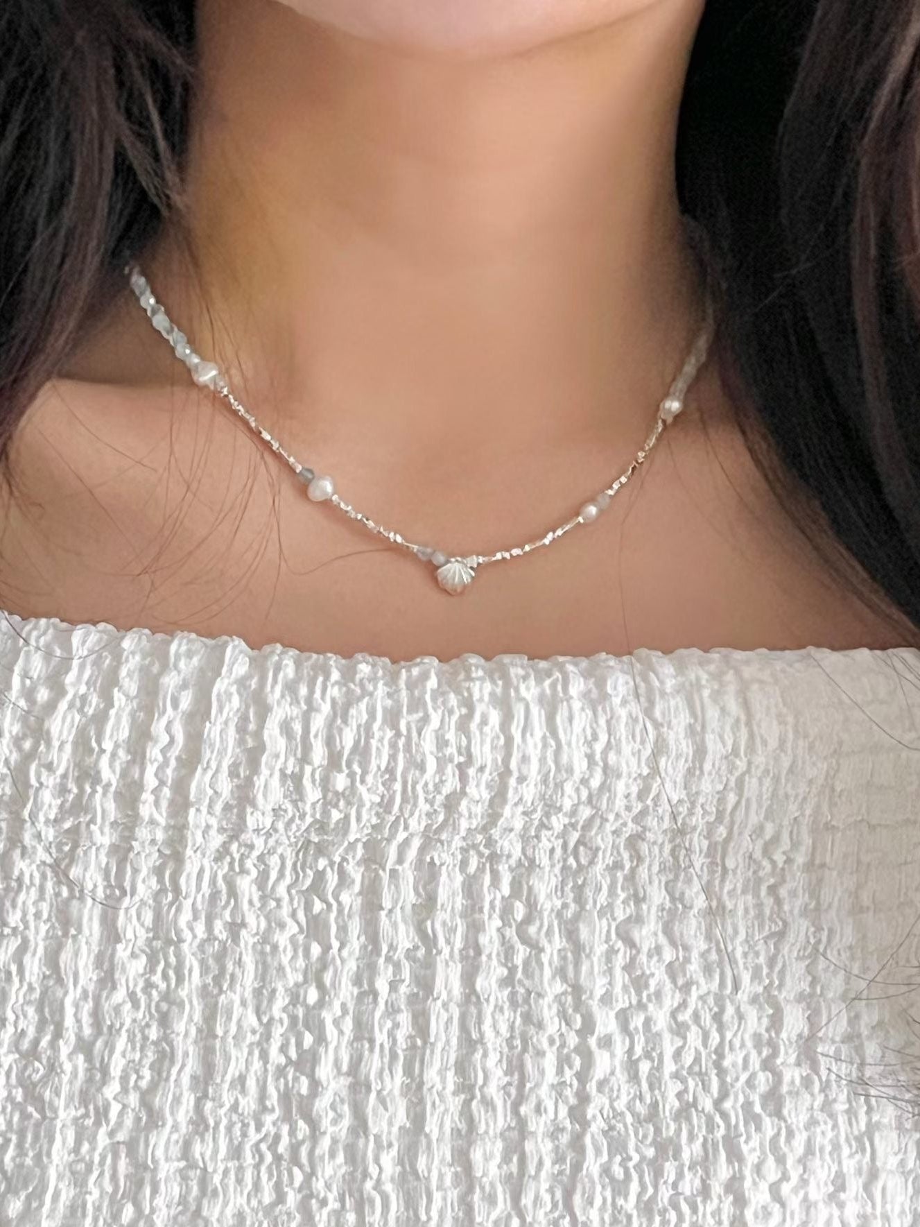 Seashell Grey Pearl Necklace | 海霧灰珍珠頸鏈￼