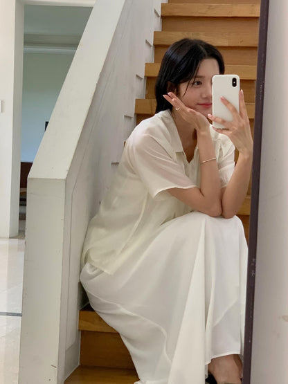 Summer Sheer Shirt with Necktie