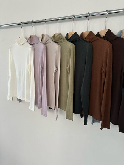 [Premium] Cashmere Tencel Lightweight High Neck Top