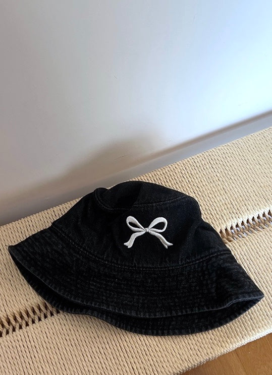 Denim Style Bucket Hat with Bow | 蝴蝶結牛仔布漁夫帽