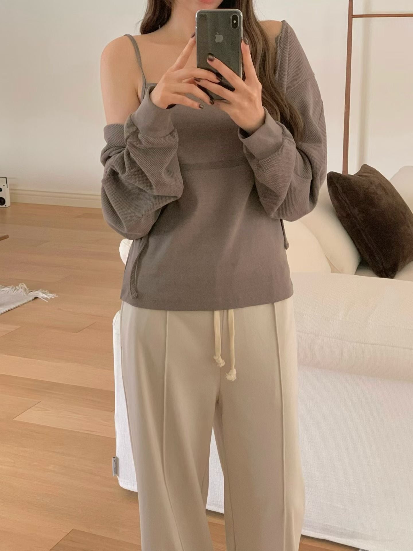 Drapy Square Neck Cami & Cropped Cardi Set | 小垂感方領背心&外套Set