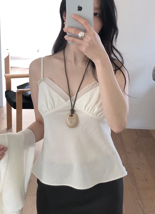 Sweetheart Neckline Chiffon Detail Cami | 甜美雪紡圍邊吊帶背心