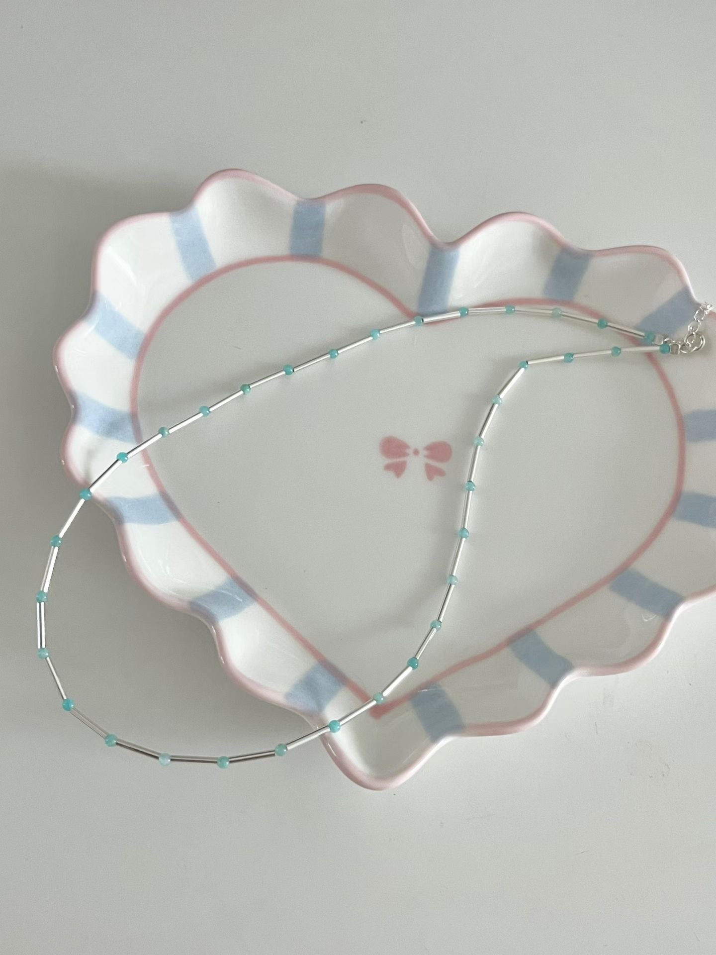 Minimal Ice Beaded Necklace | 極簡冰藍細珠頸鏈