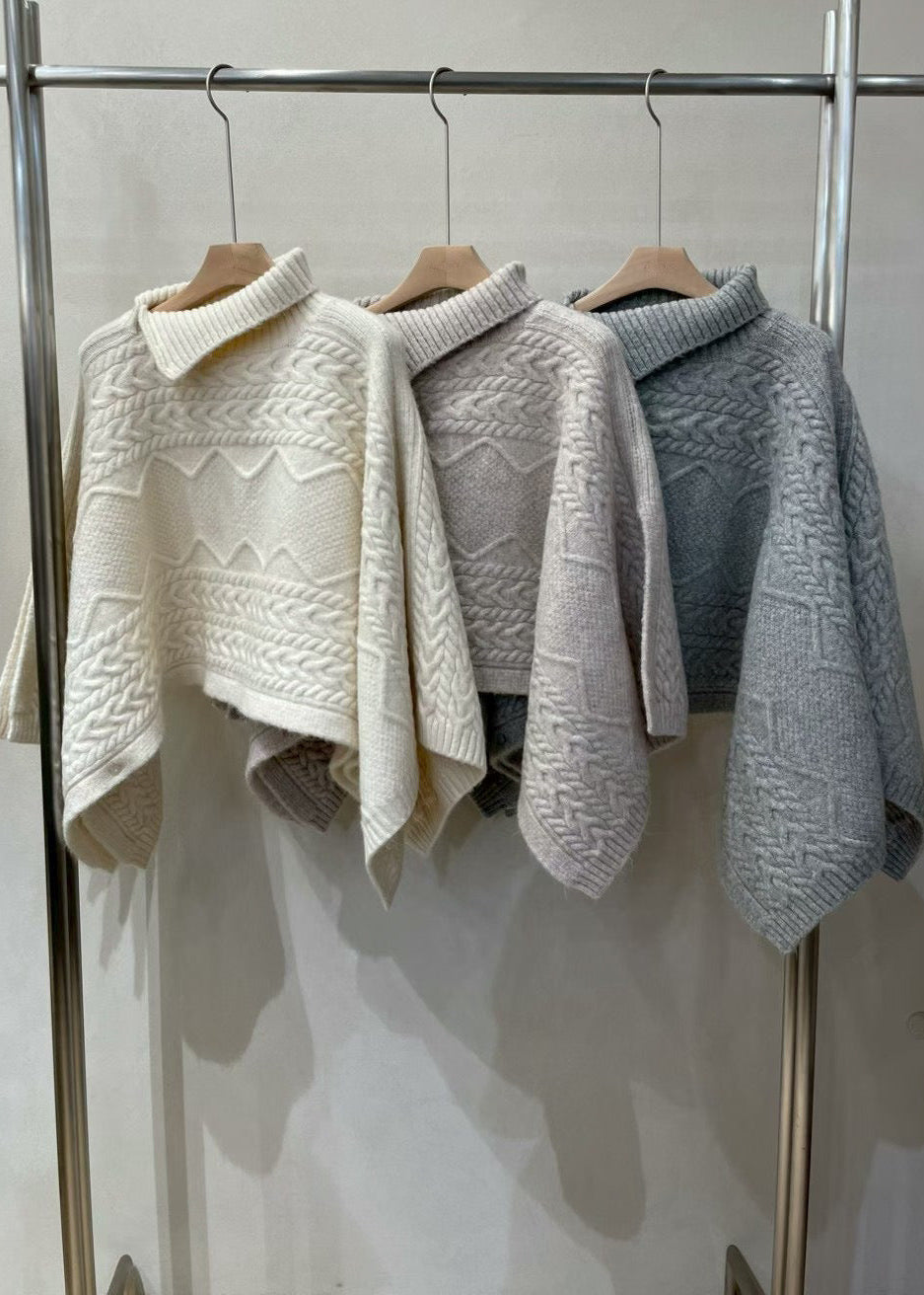 Delicate Cable Knitted Cape