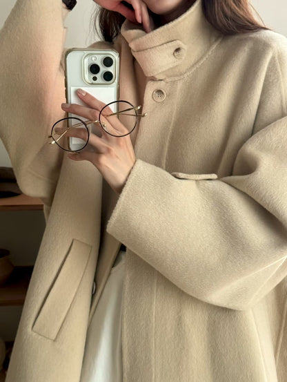 【Premium】 Australian Handmade Wool Coat with Detachable Scarf