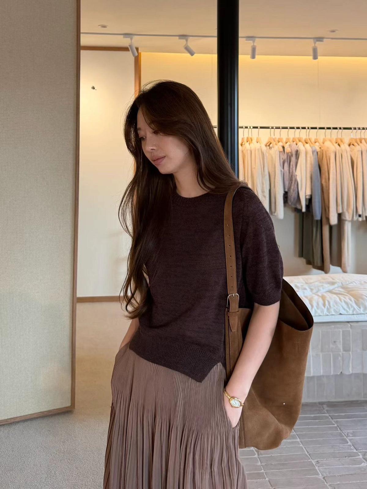 Ribbed Details Tencel Blend Knit | 羅紋天絲針織上衣