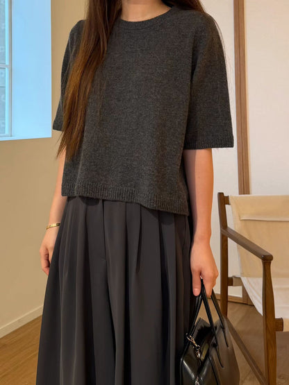 Premium Plush Ribbed Cashmere Crewneck | 軟糯羅紋圓領羊駝毛針織上衣