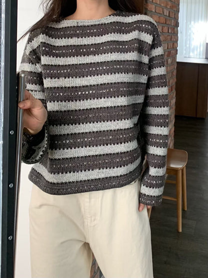 The Mariner Striped Knit | 細緻條紋圓領Top