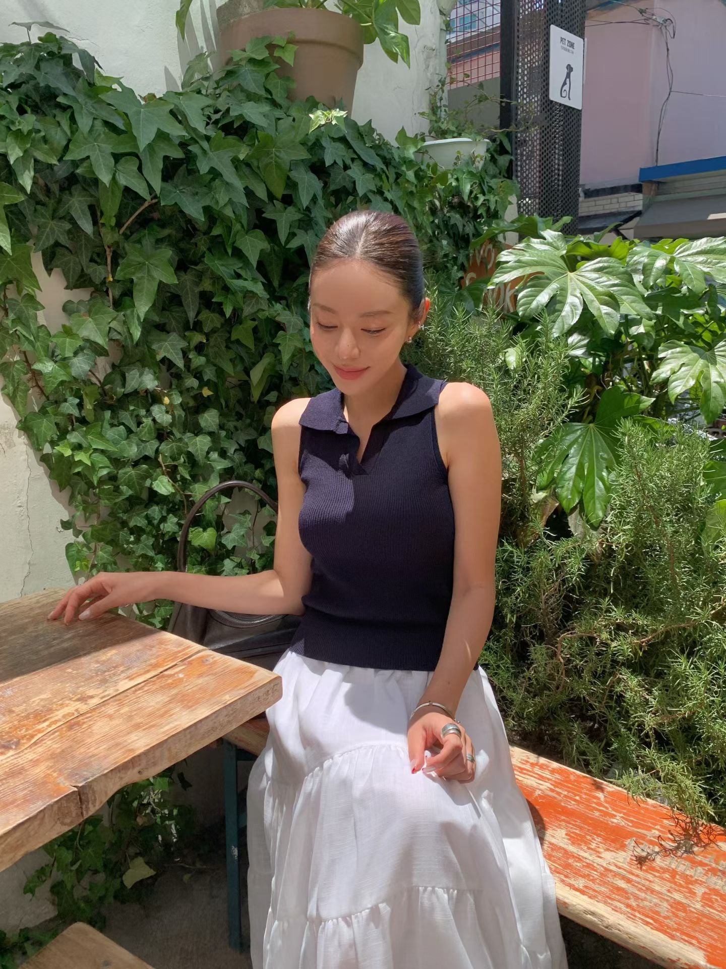 Collared Summer Linen Knit Vest | 夏日混麻質翻領針織背心
