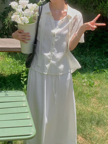Summer Sheer Shirt with Necktie