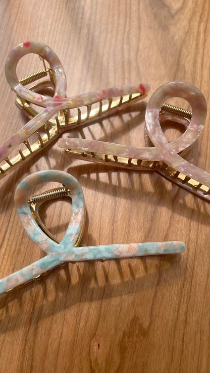 粉色石英鯊魚夾