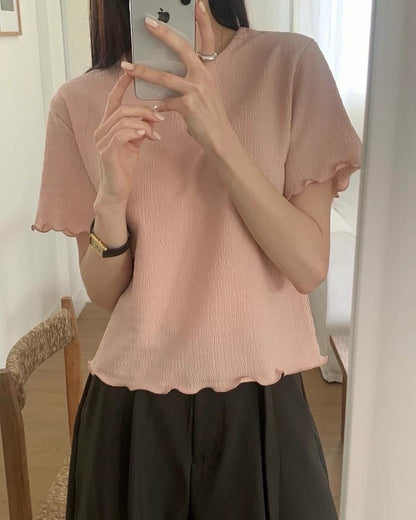 Soft Textured Top with Frills | 甜美木耳邊皺皺Top