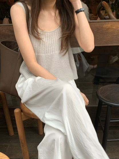 飄逸勾織方領背心 | Premium Summer Knitted Flaire Tank Top