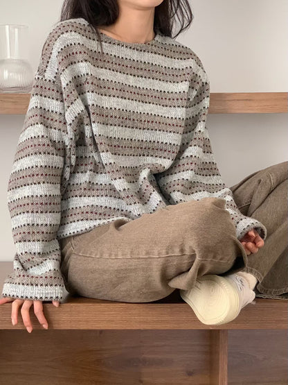 The Mariner Striped Knit | 細緻條紋圓領Top