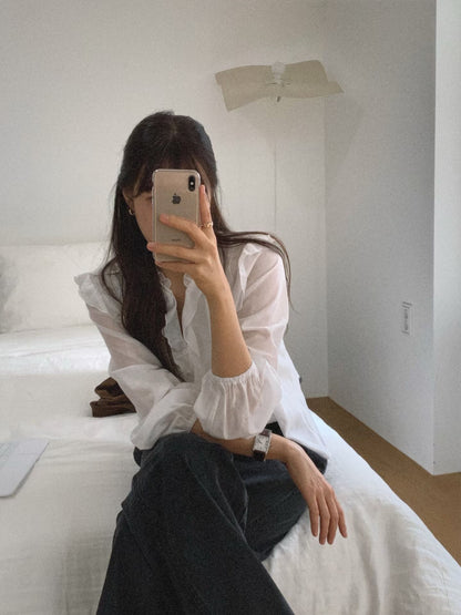 Delicate Fall Floral Ruffles Blouse