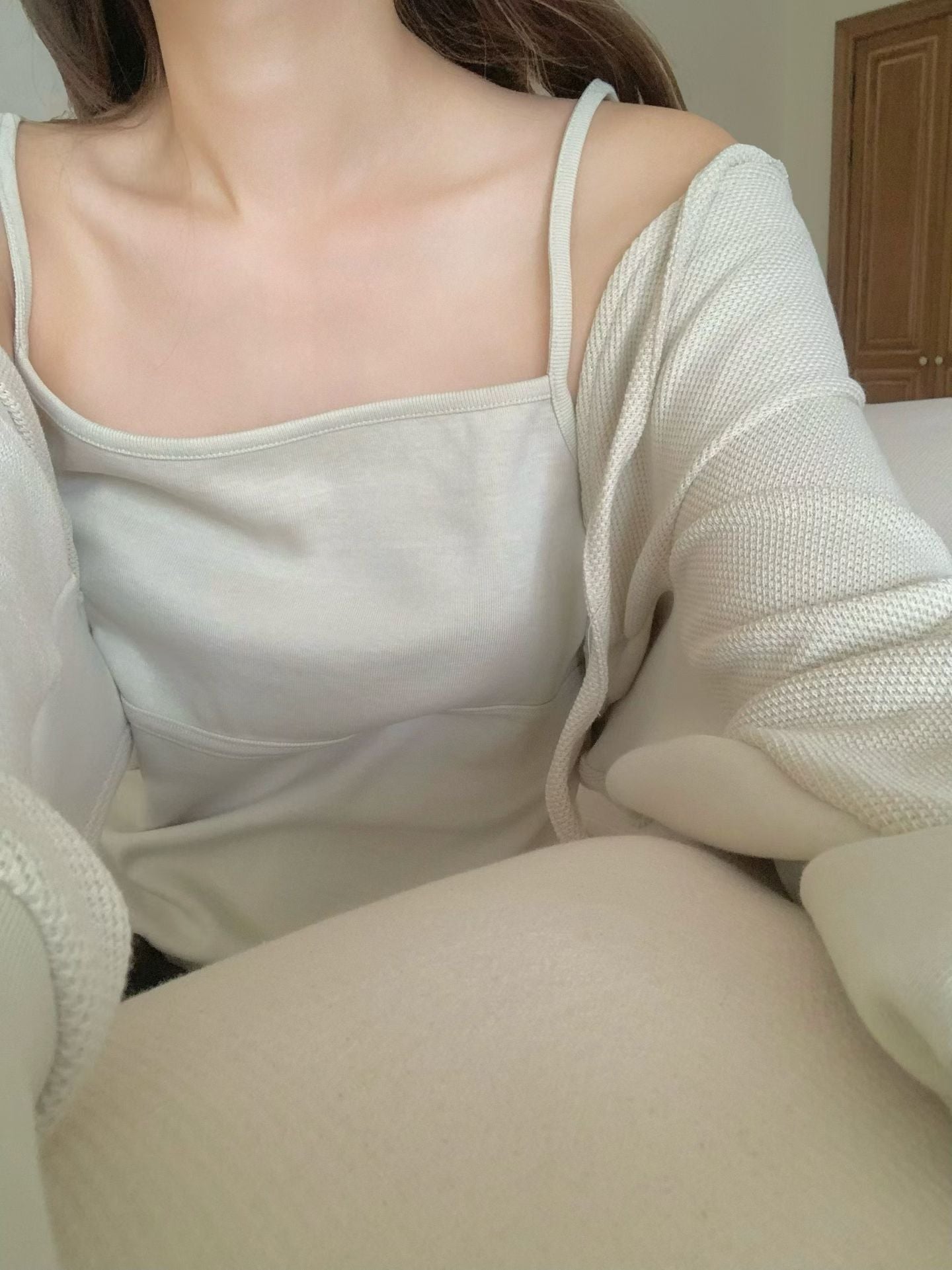 Drapy Square Neck Cami & Cropped Cardi Set | 小垂感方領背心&外套Set