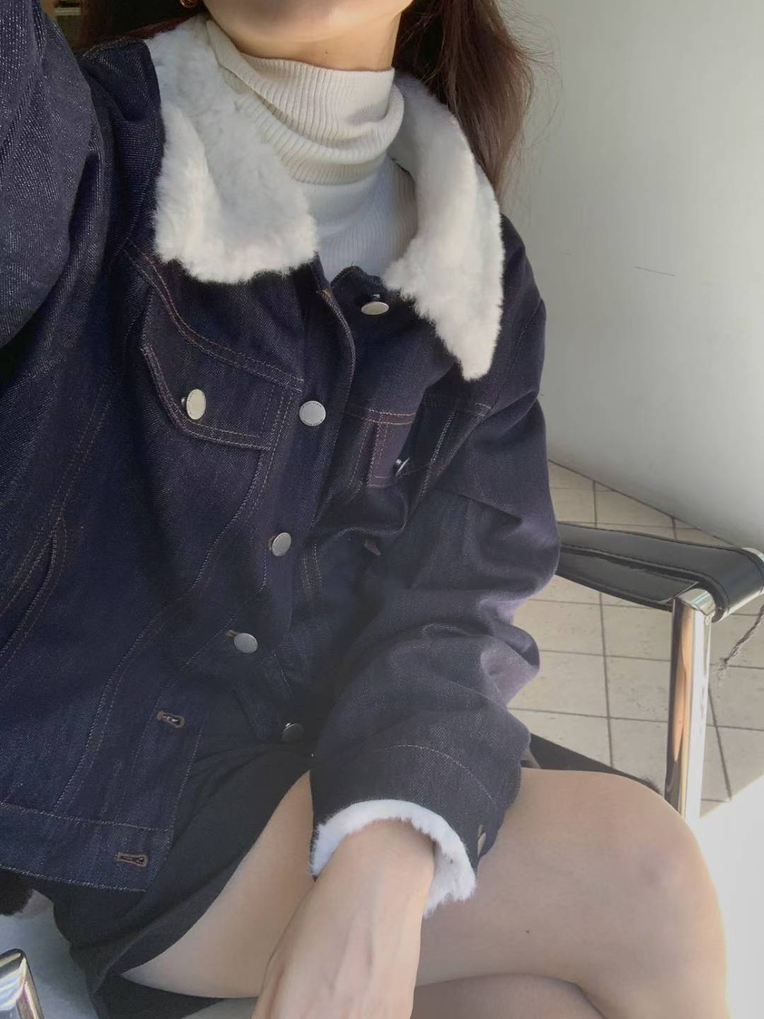 【最美冬季外套】The Denim Bomber with Shearling Collar