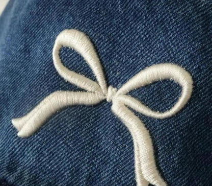 Denim Style Bucket Hat with Bow | 蝴蝶結牛仔布漁夫帽
