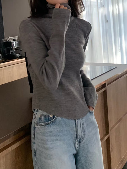 <Delicate Basics> Round Hem High Neck Top | 冬季親膚高領打底Top