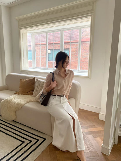 Sheer Tencel Viole Blouse | 天絲暗條紋襯衫