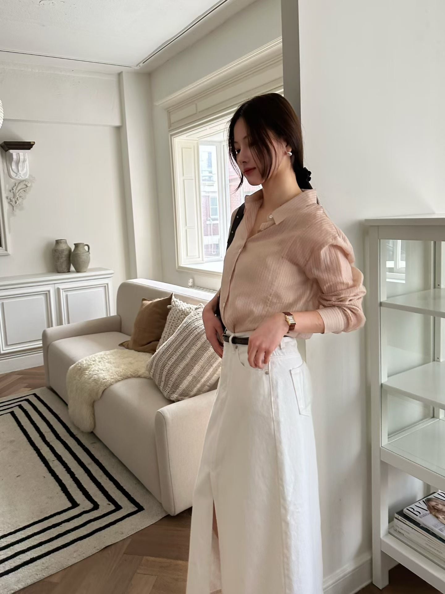 Front Slit Cargo Midi Skirt | 仙氣顯白前開叉長裙