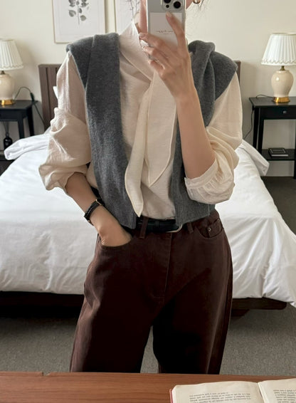 [連線壓軸加碼款] 優美版型 | Snowy Chiffon Necktie Blouse