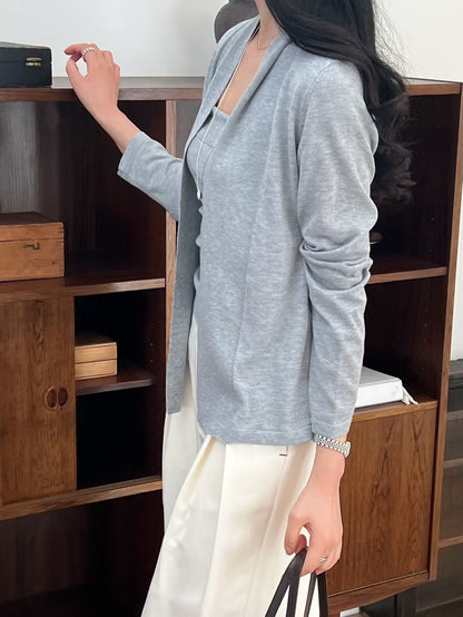 優雅平領背心外套套裝 | Flat Fold Detail Cami & Cardi Set