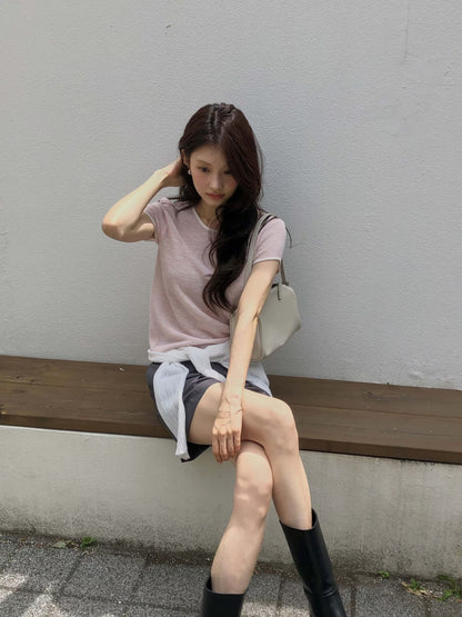 Soft Piping Halo Knit | 滾邊羽霧感輕針織上衣