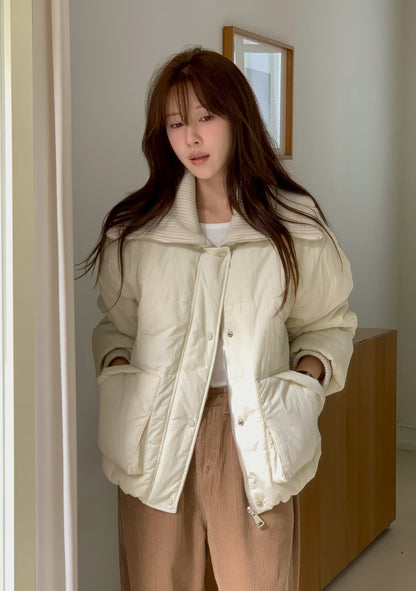 <<嚴寒天氣首選>> Sporty Chic Knitted Collar Jacket | 針織反領3M保暖棉外套