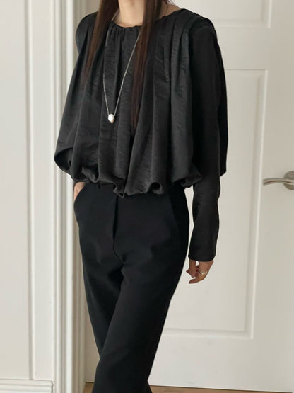 The Autumn Bubble Blouse | 絲滑泡泡襯衫