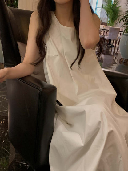 Summer Sleeveless Bubble Dress | 背心泡泡中長裙￼