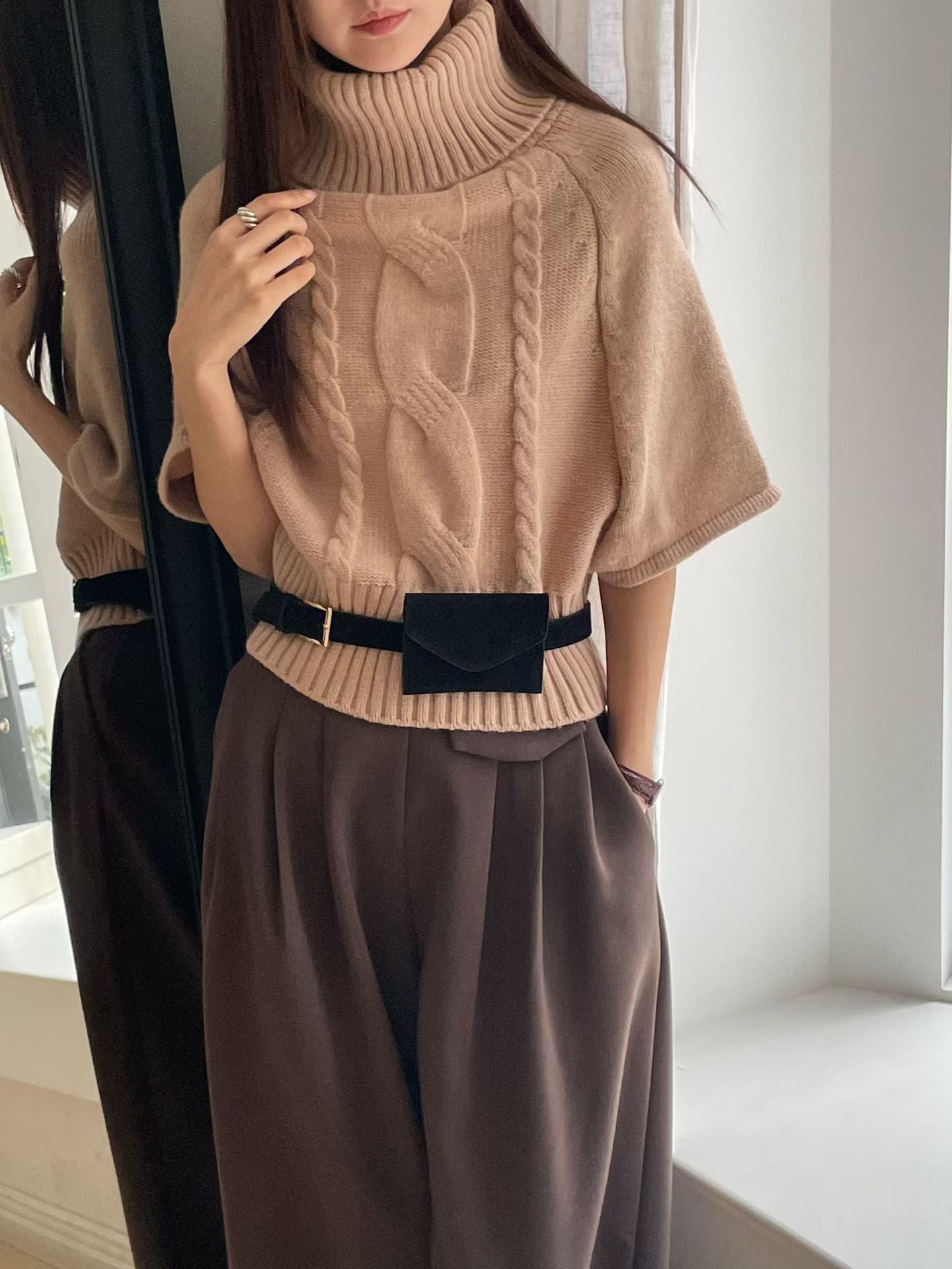 【獨特針織～】Batwing Wide Highneck Knit ｜ 精緻羅紋闊高領針織