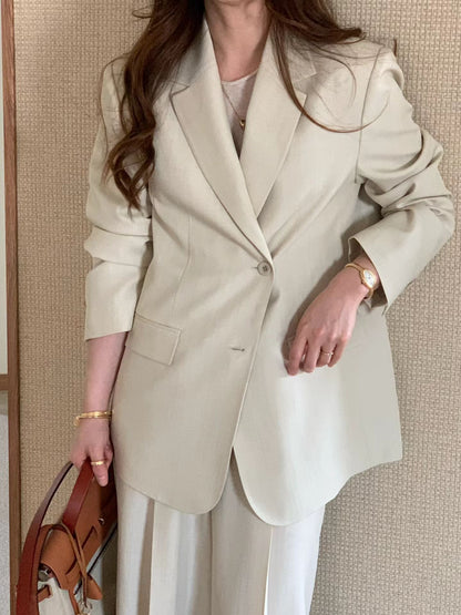 [𝑳𝒊𝒏𝒆𝒏 𝑬𝒅𝒊𝒕] Summer Pearly Linen Blend Blazer | 順滑觸感混麻西裝外套