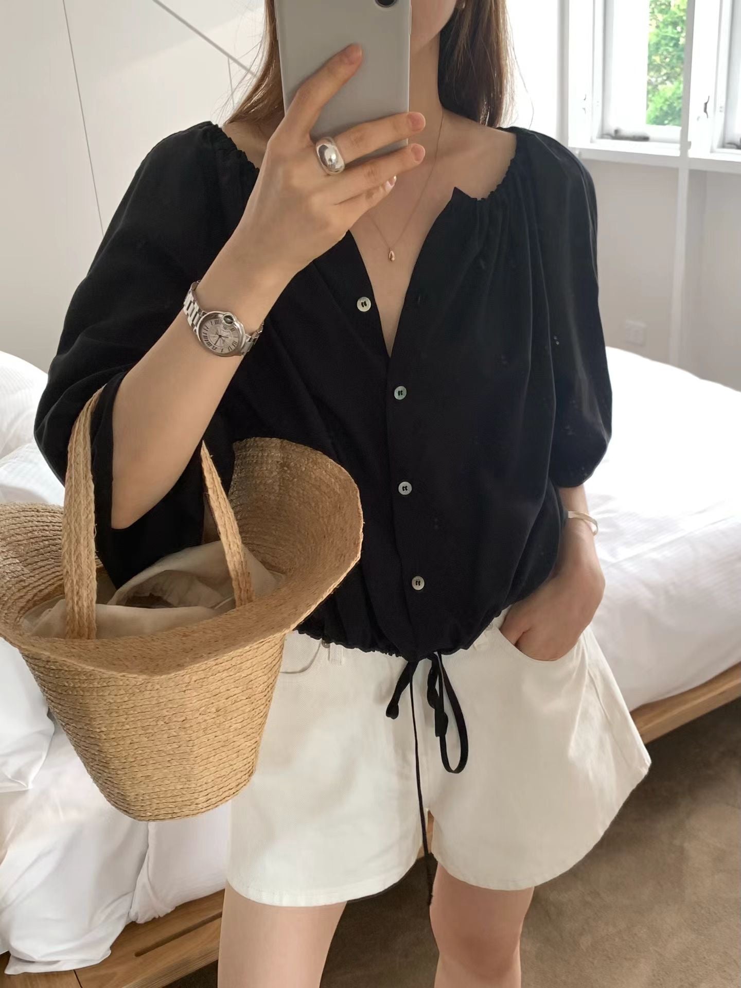 Parisian Bubble String Blouse