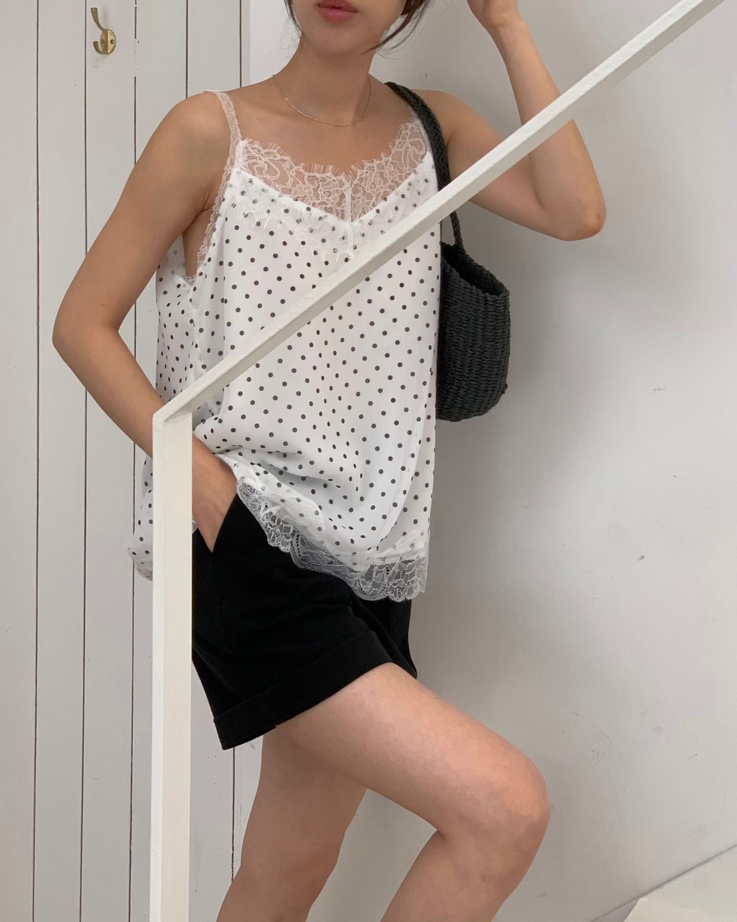 Polka Dots Lace Tank Top