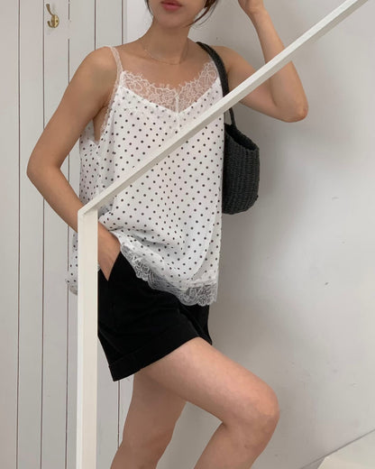 Polka Dots Lace Tank Top