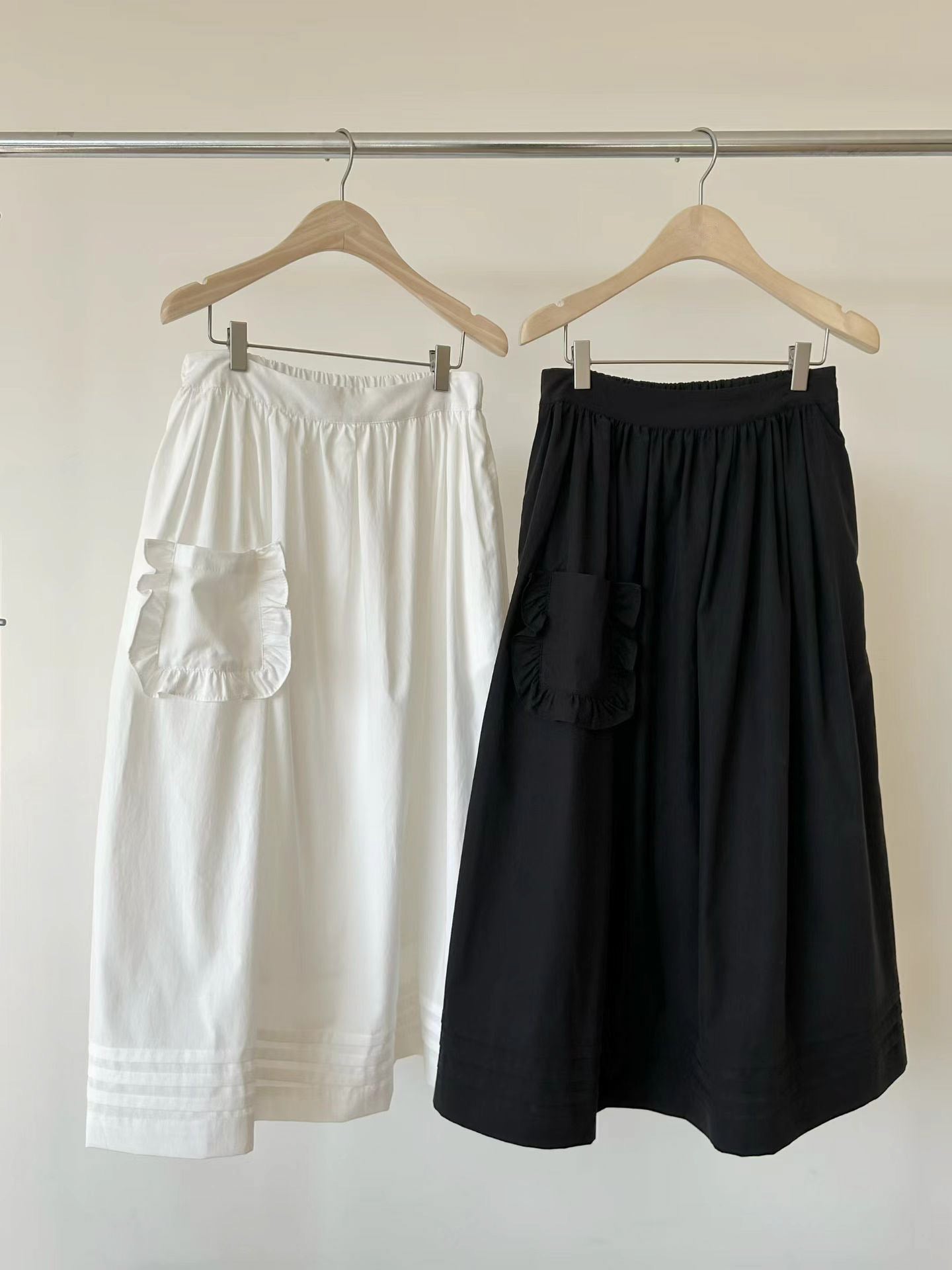 <設計感長裙> Dolly Pocket Breezy Tencel Skirt | 卷邊細節A型長裙