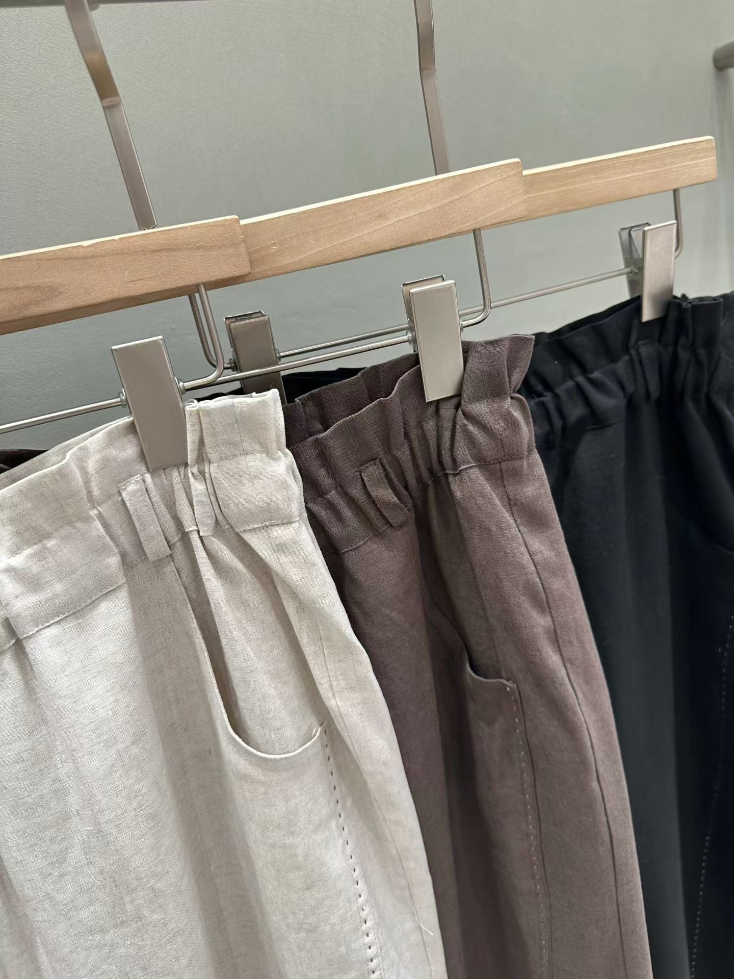 Scrunched Waist Linen-Tencel Pants | 抓皺腰線天絲亞麻長褲