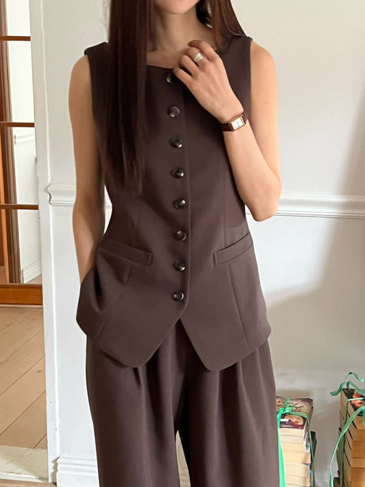 Sleek Suit Vest | 可調較西裝背心外套Top